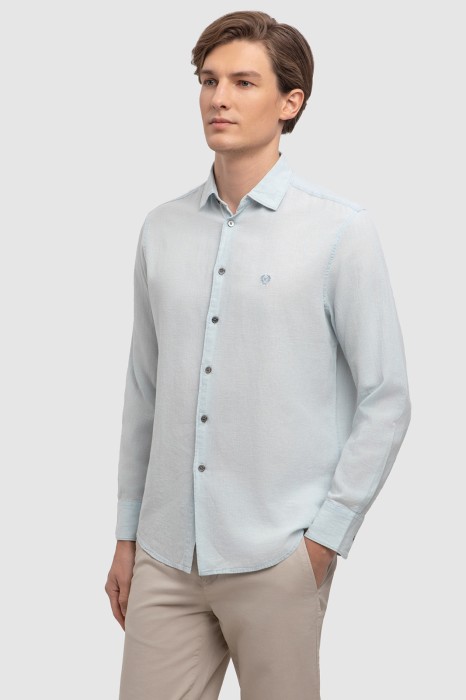 рубашка изо льна и хлопка по цене 6990 руб вид справа