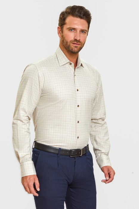 рубашка полуприталенная фланелевая в клетку фотография