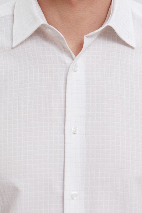 рубашка полуприталенная из хлопка с коротким рукавом от бренда kanzler вид слева