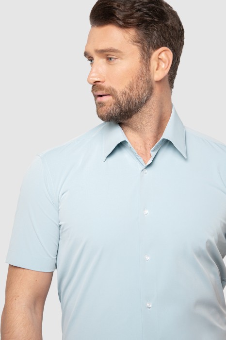 рубашка приталенная с коротким рукавом от бренда kanzler вид слева