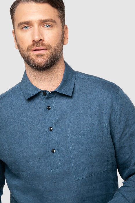 рубашка прямая изо льна от бренда kanzler вид слева