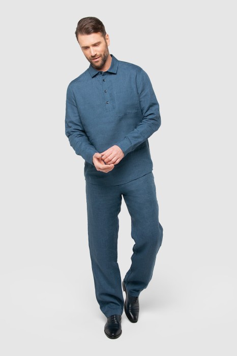 рубашка прямая изо льна по цене 5990 руб вид справа