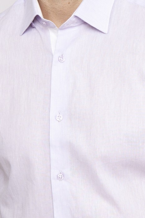 рубашка прямая с коротким рукавом из хлопка и льна от бренда kanzler вид слева