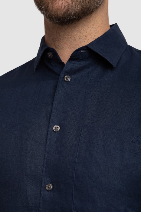 рубашка с коротким рукавом изо льна от бренда kanzler вид слева