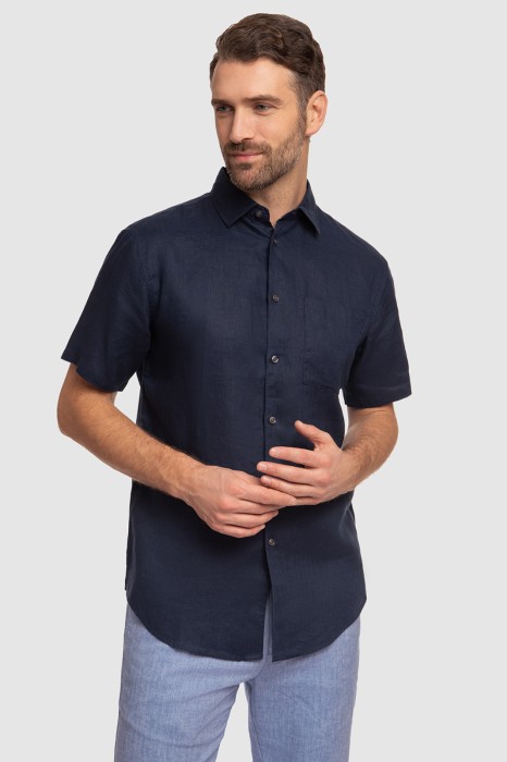 рубашка с коротким рукавом изо льна по цене 6990 руб вид справа