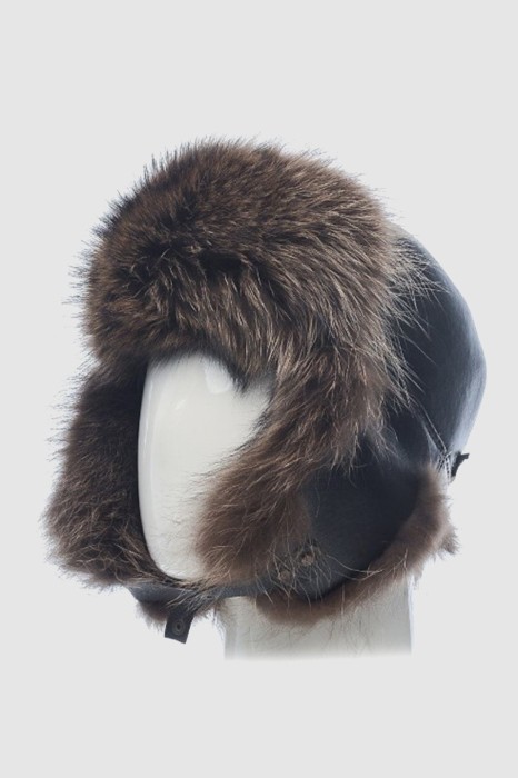 шапка-ушанка r&v из натуральной кожи фотография