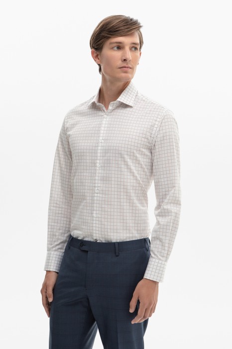 сорочка из хлопка и лиоцелла в клетку с технологией легкой очистки по цене 5990 руб вид справа