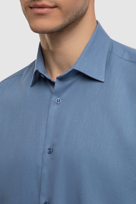 сорочка из хлопка и льна от бренда kanzler вид слева