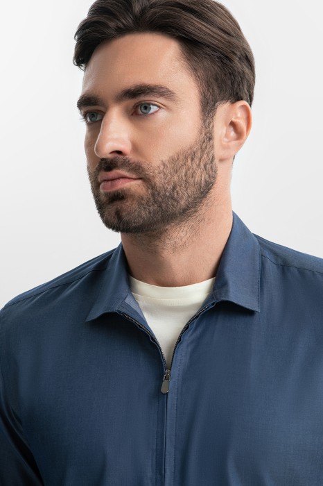 сорочка из хлопка на молнии от бренда kanzler вид слева