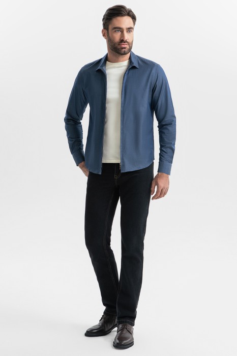 сорочка из хлопка на молнии из россии вид сбоку