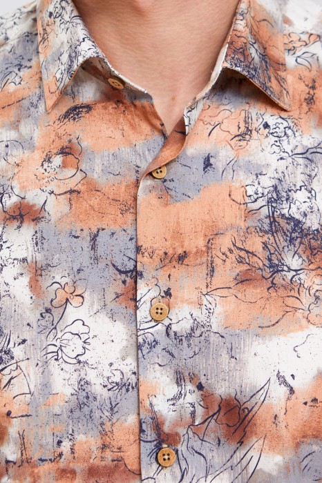 сорочка из хлопка с коротким рукавом от бренда kanzler вид слева