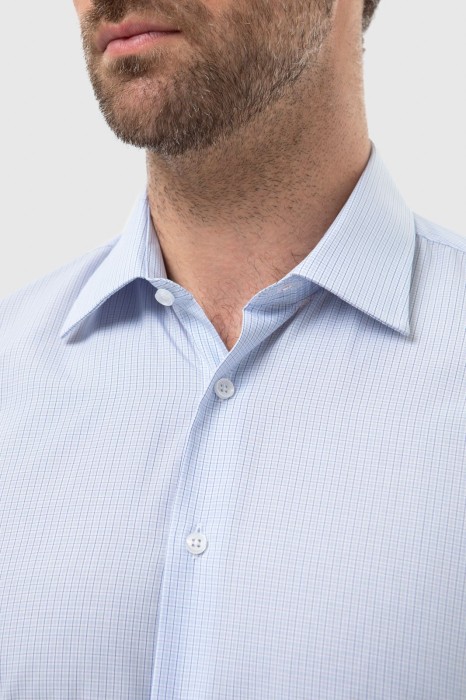 сорочка из хлопка в клетку, легкая в уходе от бренда kanzler вид слева