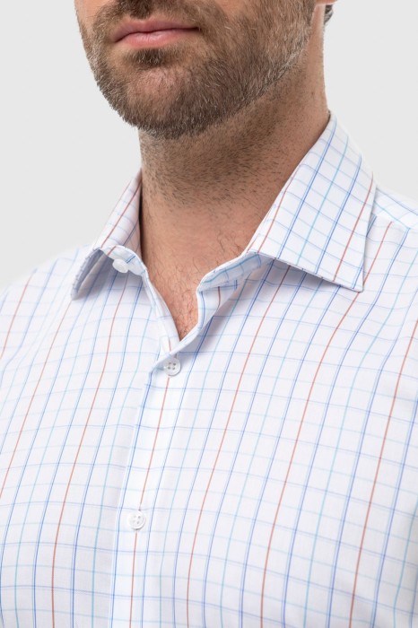 сорочка из хлопка в клетку, легкая в уходе от бренда kanzler вид слева