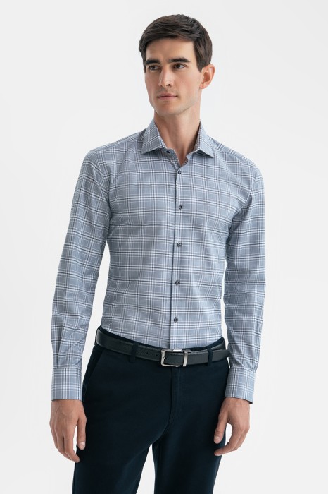 сорочка из хлопка в клетку с технологией легкой очистки фотография