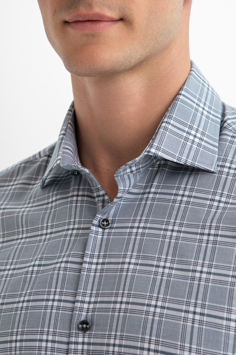 сорочка из хлопка в клетку с технологией легкой очистки от бренда kanzler вид слева