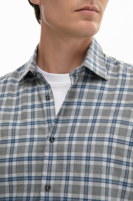 сорочка из хлопка в клетку от бренда kanzler вид слева