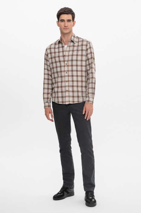 сорочка из хлопка в клетку из россии вид сбоку