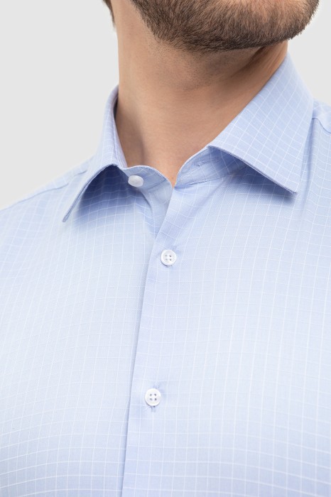 сорочка из хлопка в клетку от бренда kanzler вид слева