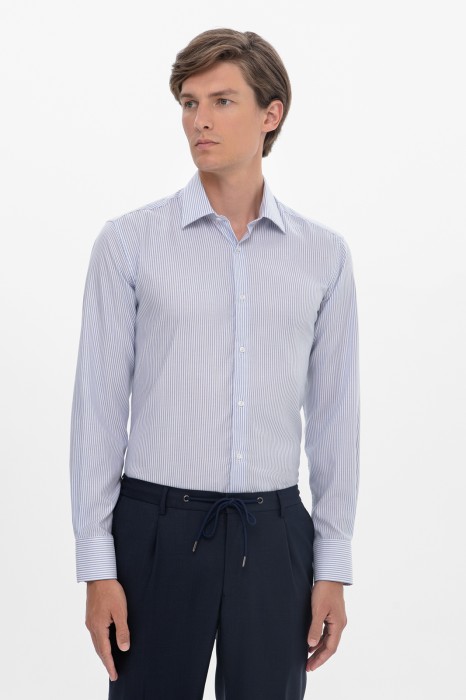 сорочка из хлопка в полоску, легкая в уходе фотография