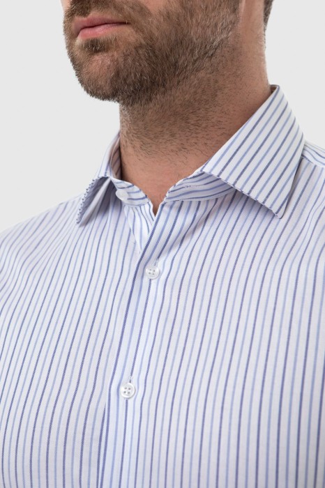 сорочка из хлопка в полоску от бренда kanzler вид слева