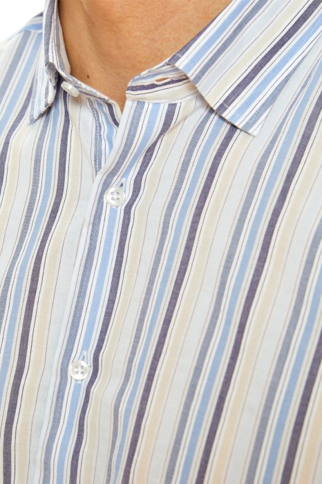 сорочка из хлопка в полоску от бренда kanzler вид слева