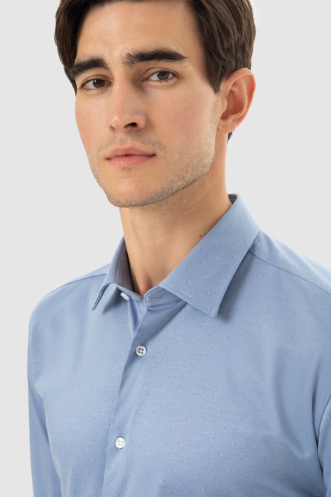 сорочка полуприталенная из эластичного хлопка с узором от бренда kanzler вид слева