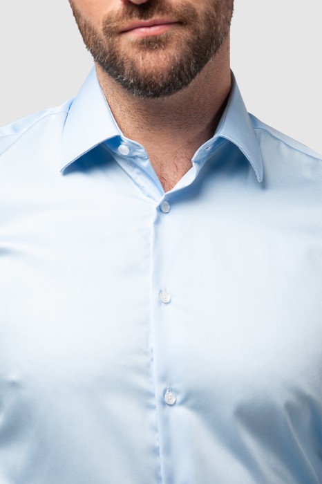 сорочка полуприталенная из хлопка, легкая в уходе от бренда kanzler вид слева