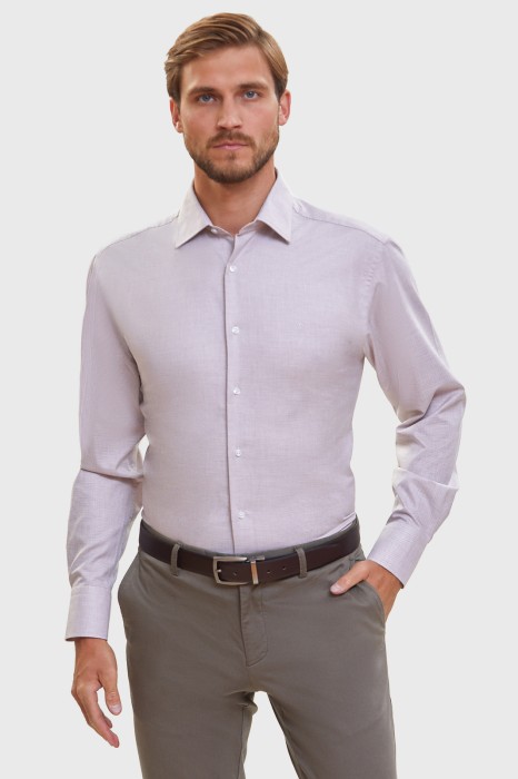 сорочка полуприталенная из хлопка с узором гусиная лапка фотография