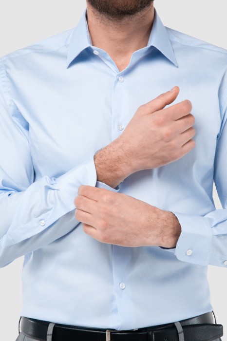 сорочка полуприталенная из хлопка, устойчивого к сминанию от бренда kanzler вид слева