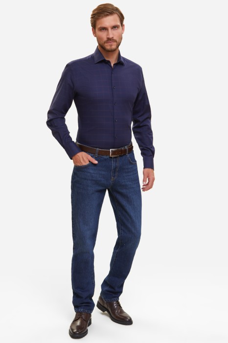 сорочка полуприталенная из хлопка в клетку по цене 4990 руб вид справа