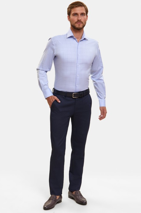 сорочка полуприталенная из хлопка в клетку по цене 6990 руб вид справа