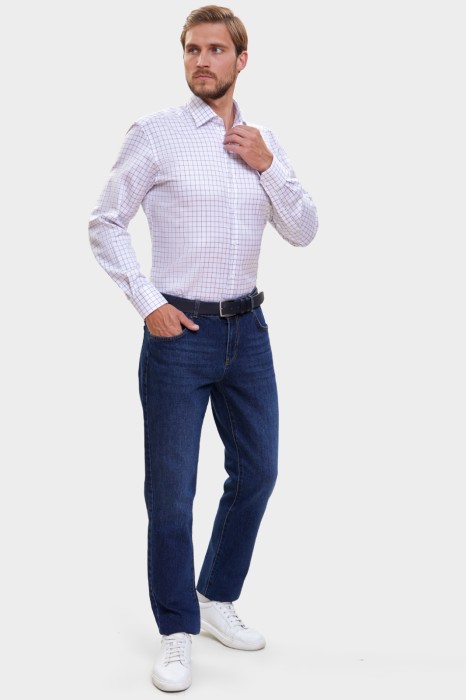 сорочка полуприталенная из хлопка в клетку по цене 6990 руб вид справа