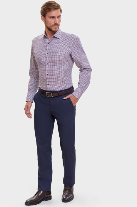 сорочка полуприталенная из хлопка в клетку по цене 6990 руб вид справа