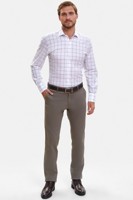 сорочка полуприталенная из хлопка в клетку по цене 6990 руб вид справа