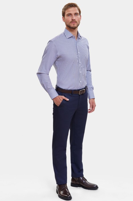 сорочка полуприталенная из хлопка в полоску по цене 4990 руб вид справа