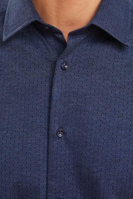 сорочка полуприталенная из хлопка от бренда kanzler вид слева