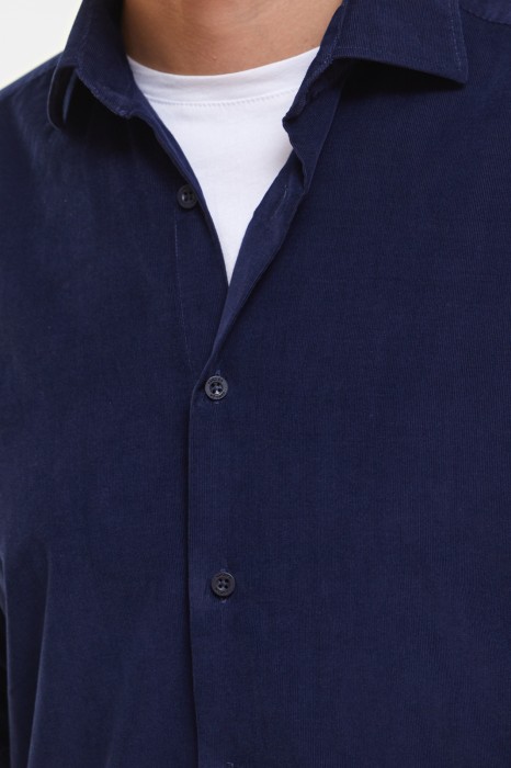 сорочка полуприталенная из хлопка от бренда kanzler вид слева