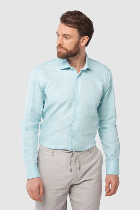 сорочка приталенная из хлопка и льна фотография