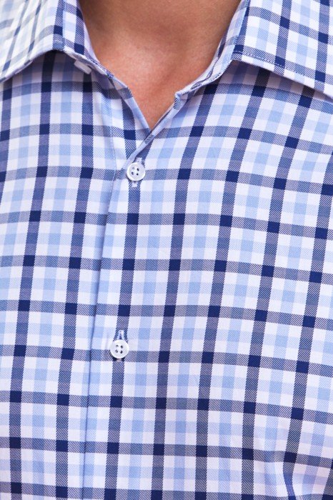 сорочка приталенная из хлопка в клетку от бренда kanzler вид слева