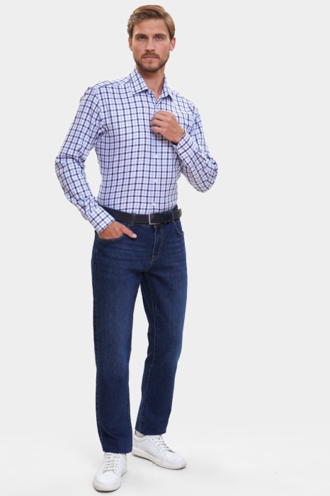 сорочка приталенная из хлопка в клетку по цене 6990 руб вид справа