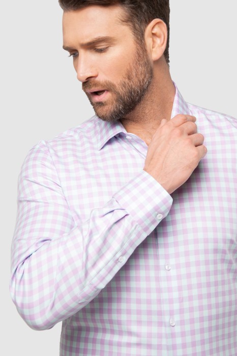 сорочка приталенная из хлопка от бренда kanzler вид слева