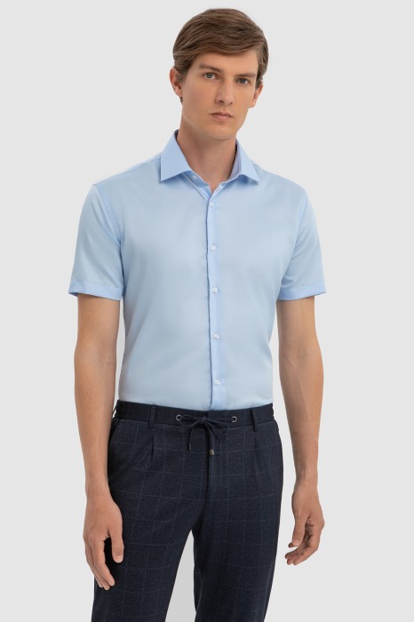 сорочка с коротким рукавом из хлопка, легкая в уходе фотография