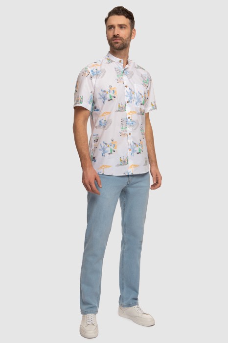 сорочка с коротким рукавом из хлопка из россии вид сбоку