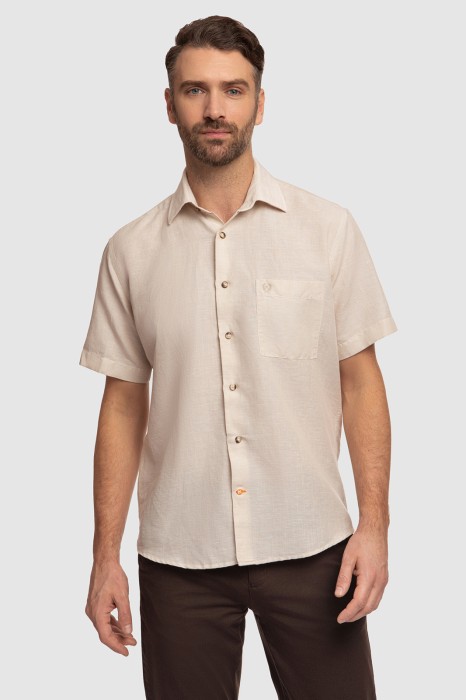 сорочка с коротким рукавом изо льна и хлопка фотография