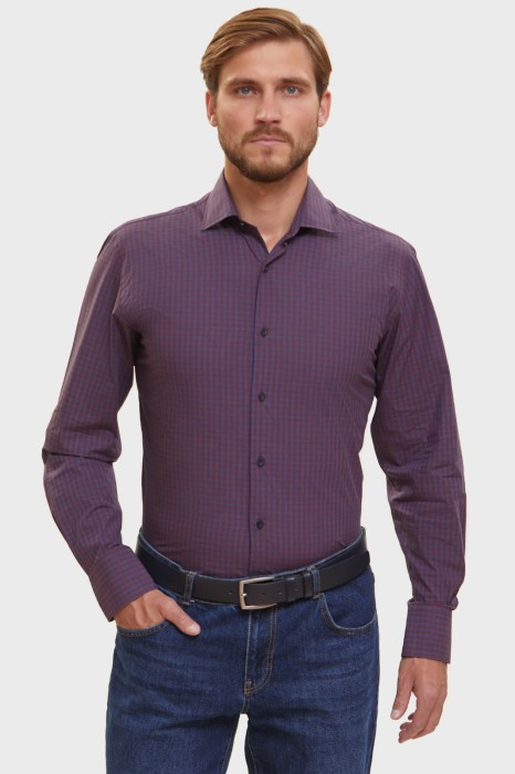 сорочка свободного прилегания из хлопка в клетку фотография