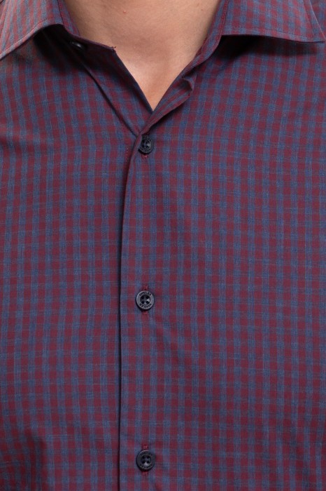 сорочка свободного прилегания из хлопка в клетку от бренда kanzler вид слева