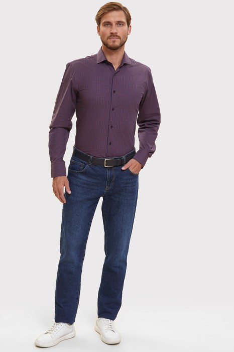 сорочка свободного прилегания из хлопка в клетку по цене 6990 руб вид справа