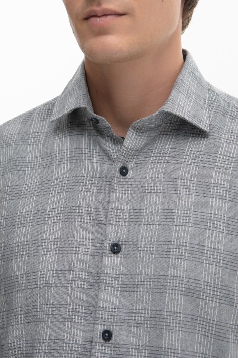 сорочка в клетку из австрийской хлопковой ткани getzner от бренда kanzler вид слева