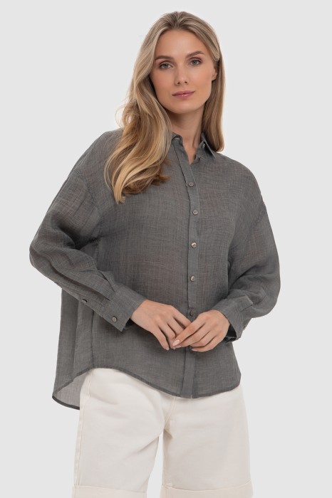 свободная рубашка из рами из россии вид сбоку