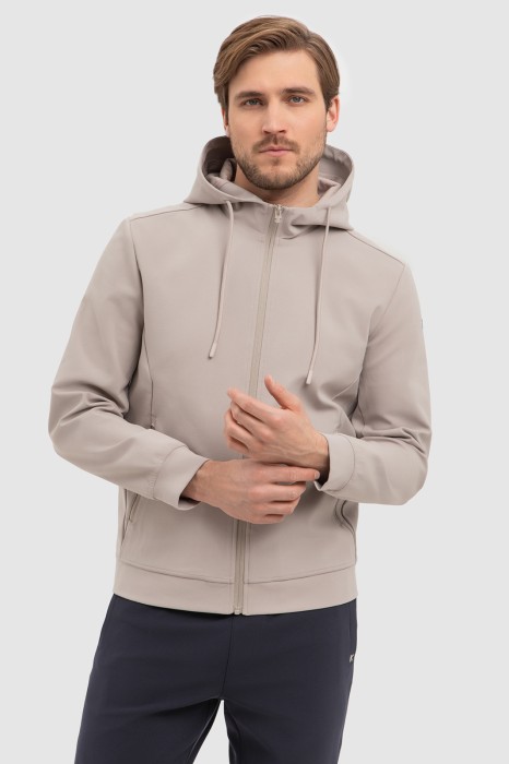 толстовка на молнии с капюшоном из проверенных материалов спереди